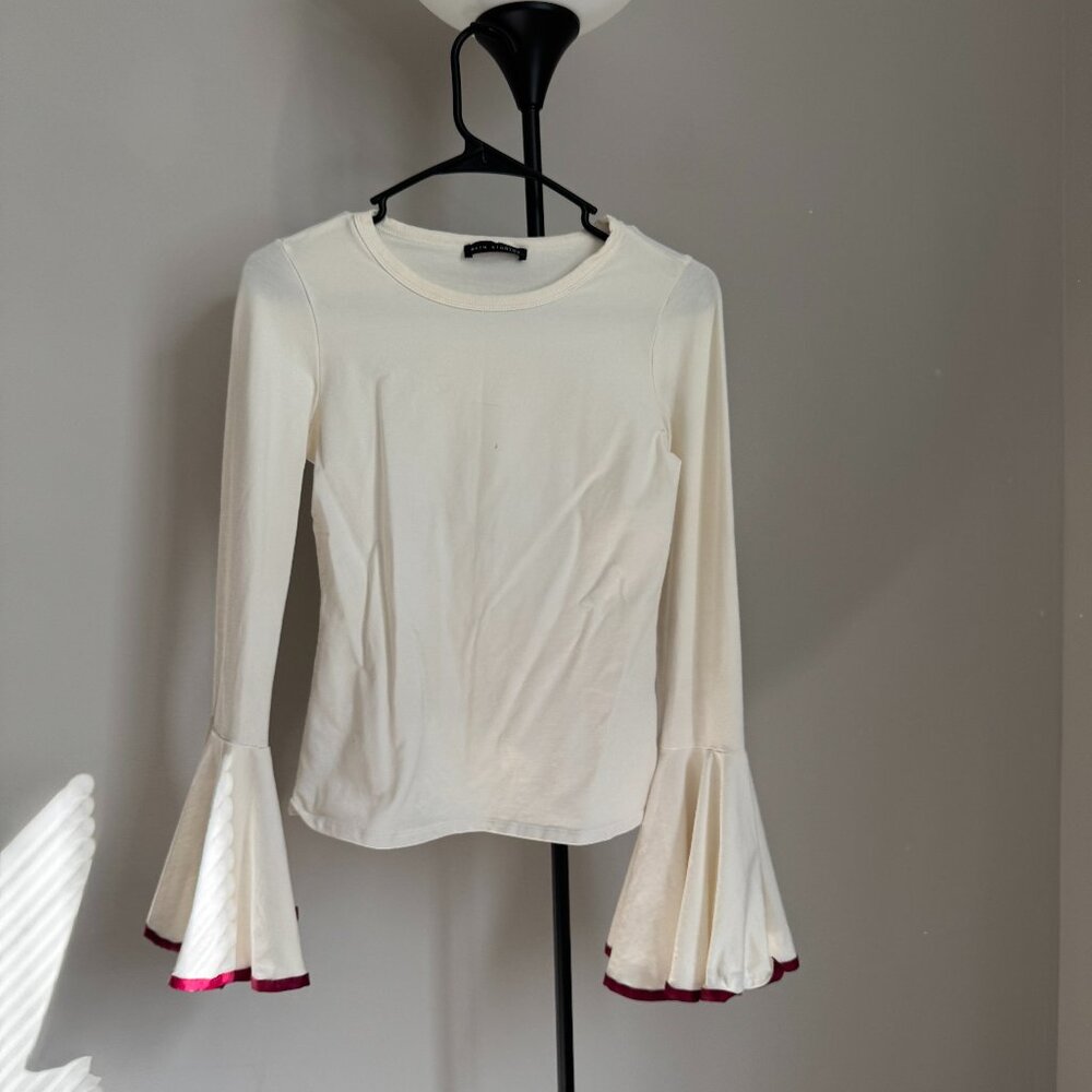 White Trumpet Sleeves Top